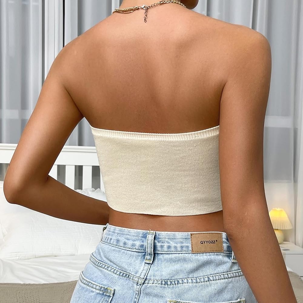 HGps8w Sexy Tube Crop Tops for Women Elastic Ruched Lace-Up